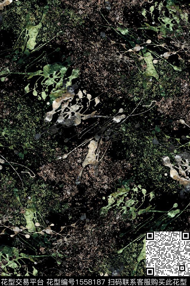 抽象涂鸦墨迹数码印花花型下载（图片编号: 1558187） - 瓦栏（Walan）