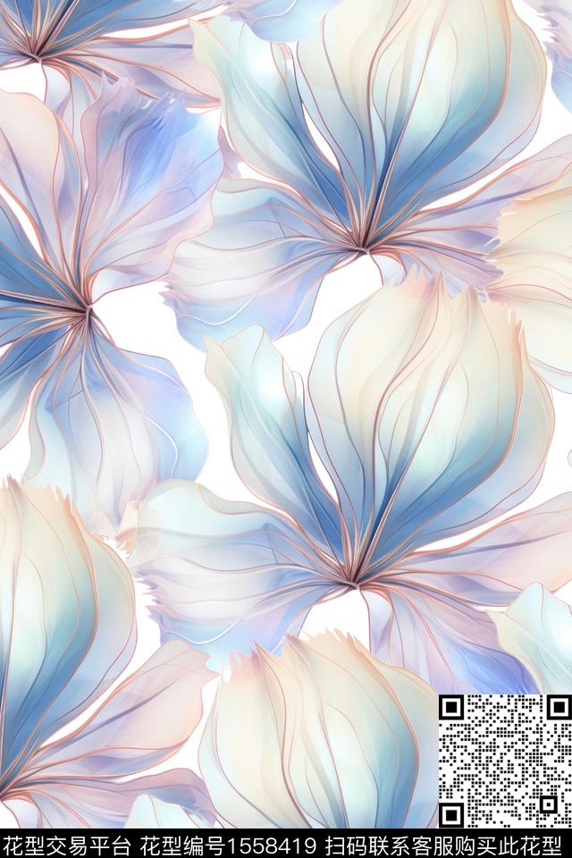 女装花卉大花卉数码印花花型下载（图片编号: 1558419） - 瓦栏（Walan）
