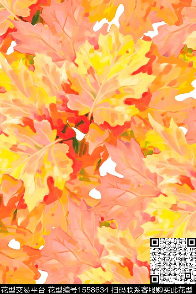 女装绿植树叶数码印花花型下载（图片编号: 1558634） - 瓦栏（Walan）