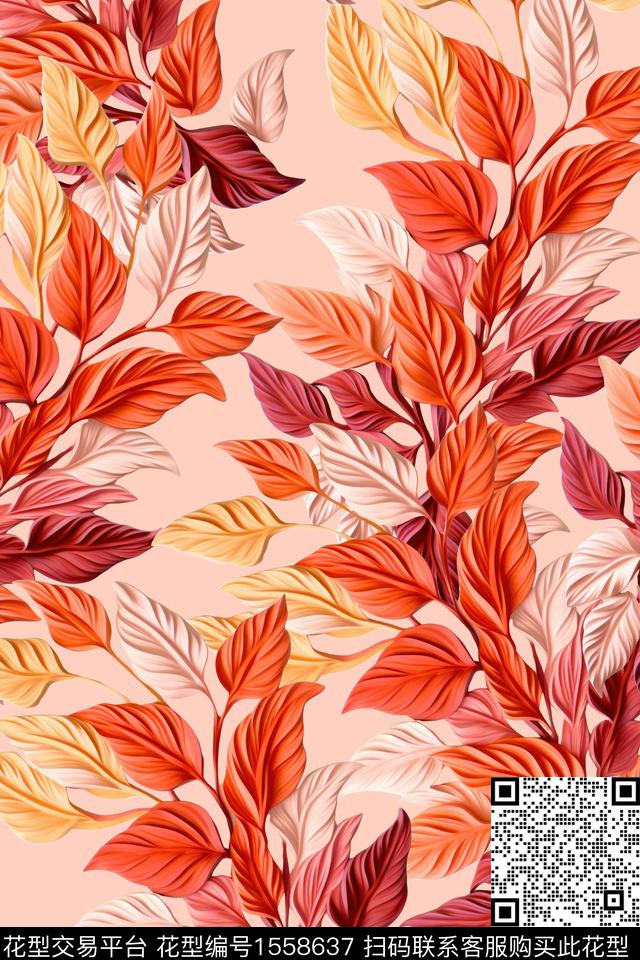花卉女装绿植树叶数码印花花型下载（图片编号: 1558637） - 瓦栏（Walan）
