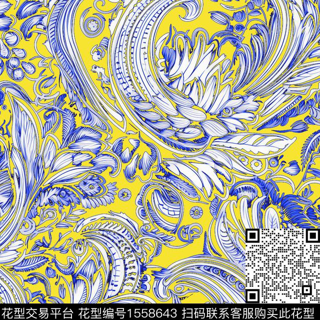 ZZ469 pat v2.jpg - 1558643 - 民族风 植物 花纹 - 数码印花花型 － 女装花型设计 － 瓦栏