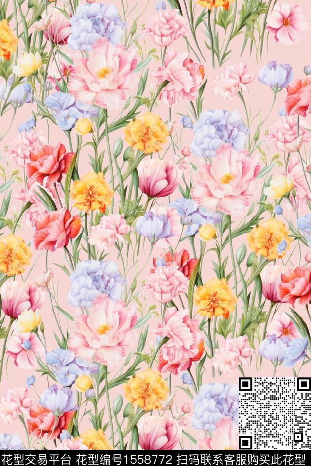 花卉女装数码印花花型下载（图片编号: 1558772） - 瓦栏（Walan）