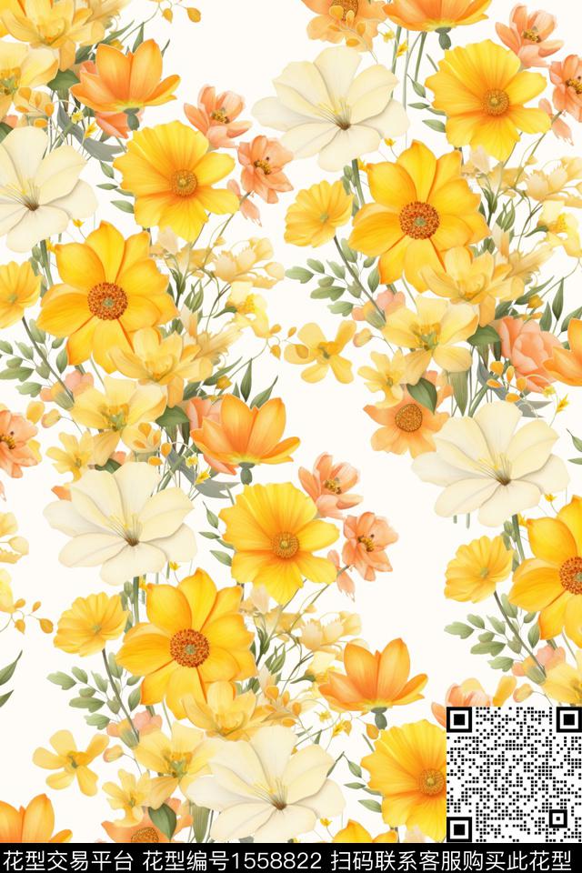 花卉女装数码印花花型下载（图片编号: 1558822） - 瓦栏（Walan）