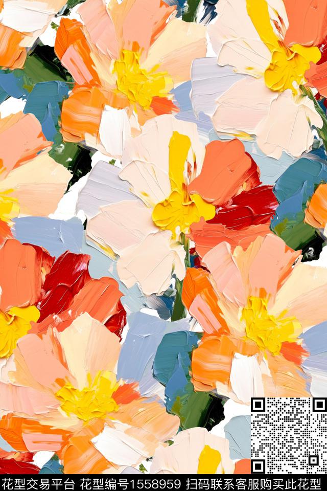 女装油画花型数码印花花型下载（图片编号: 1558959） - 瓦栏（Walan）