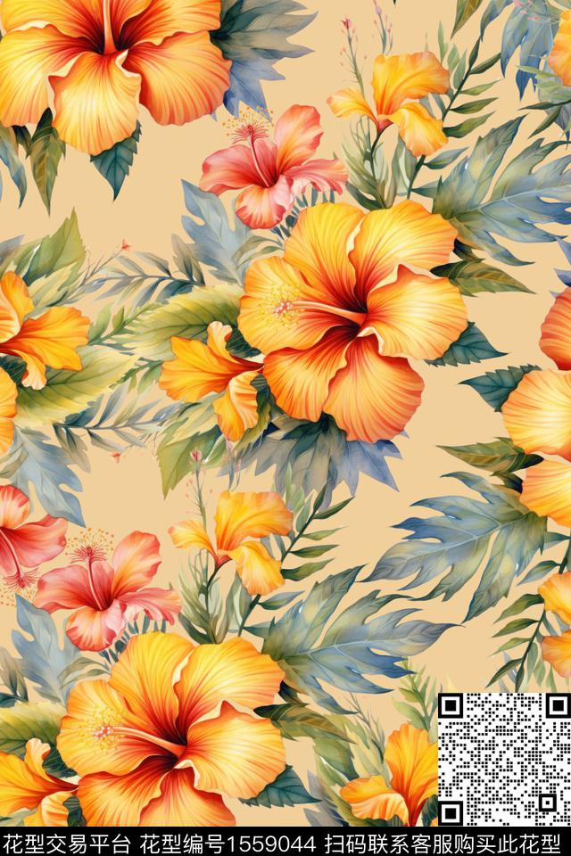 花卉女装数码印花花型下载（图片编号: 1559044） - 瓦栏（Walan）