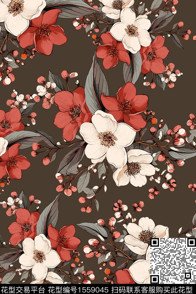 花卉女装数码印花花型下载（图片编号: 1559045） - 瓦栏（Walan）