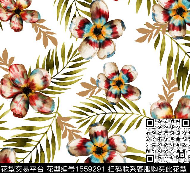 guan1218.jpg - 1559291 - 白底花 花卉 水彩 - 数码印花花型 － 女装花型设计 － 瓦栏