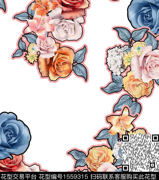 guan1222.jpg - 1559315 - 白底花 花卉 玫瑰花 - 数码印花花型 － 女装花型设计 － 瓦栏