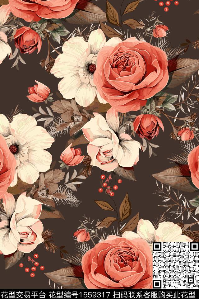 花卉女装数码印花花型下载（图片编号: 1559317） - 瓦栏（Walan）