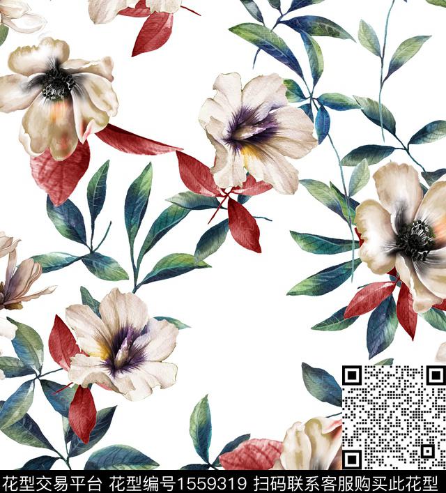 guan1224.jpg - 1559319 - 花卉 水彩 白底花 - 数码印花花型 － 女装花型设计 － 瓦栏