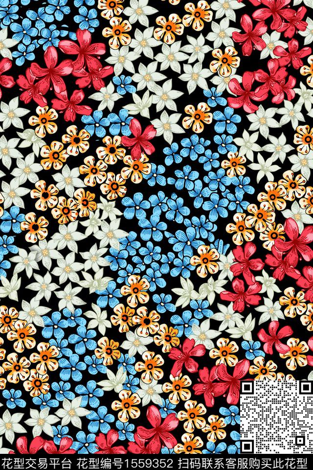 满版散花小碎花花卉数码印花花型下载（图片编号: 1559352） - 瓦栏（Walan）
