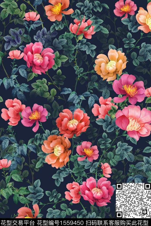 植物花卉绿植树叶数码印花花型下载（图片编号: 1559450） - 瓦栏（Walan）