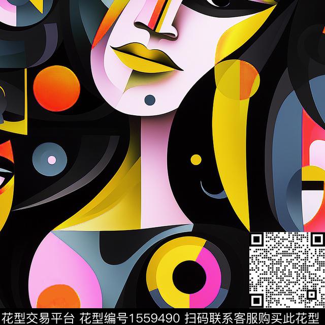 ZZ485 pat.jpg - 1559490 - 抽象 人物 几何 - 数码印花花型 － 女装花型设计 － 瓦栏
