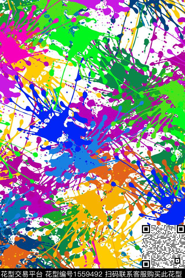 未标题-81.jpg - 1559492 - 抽象 涂鸦 颜料 - 数码印花花型 － 男装花型设计 － 瓦栏