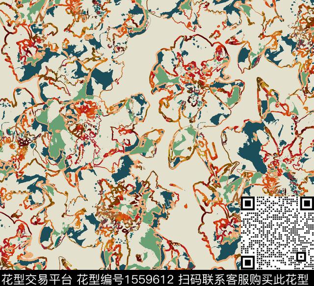 ZZ486 pa gray.jpg - 1559612 - 花卉 抽象 线条 - 数码印花花型 － 女装花型设计 － 瓦栏