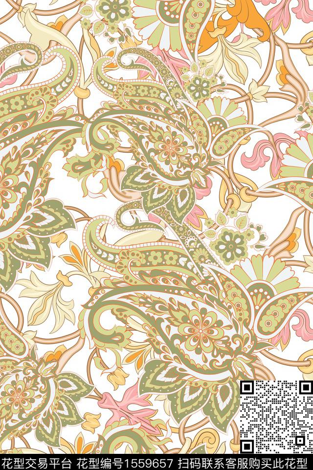 花卉复古女装数码印花花型下载（图片编号: 1559657） - 瓦栏（Walan）