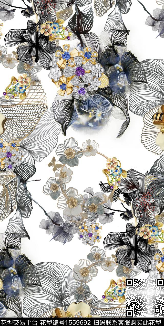zxh0020-2.jpg - 1559692 - 花卉 线条 珠宝宝石 - 数码印花花型 － 女装花型设计 － 瓦栏