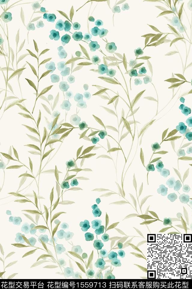 小清新水彩花卉数码印花花型下载（图片编号: 1559713） - 瓦栏（Walan）