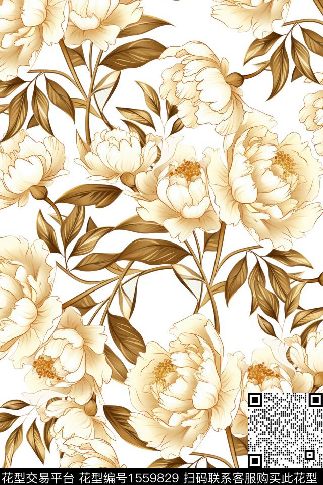 花卉复古女装数码印花花型下载（图片编号: 1559829） - 瓦栏（Walan）