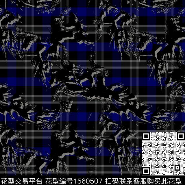格子抽象男装抽象数码印花花型下载（图片编号: 1560507） - 瓦栏（Walan）
