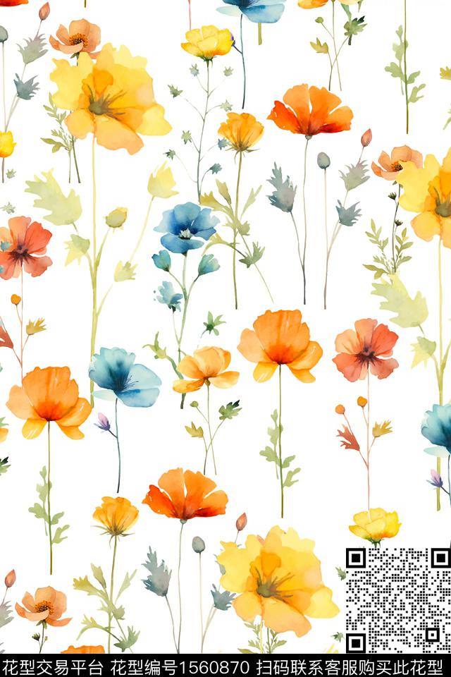 花卉女装数码印花花型下载（图片编号: 1560870） - 瓦栏（Walan）