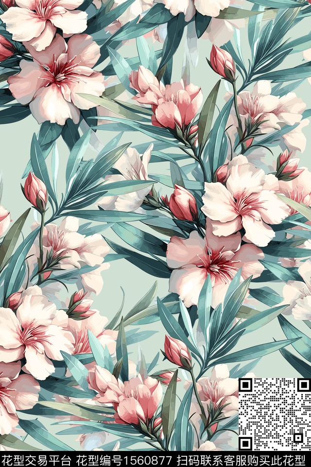 花卉复古女装数码印花花型下载（图片编号: 1560877） - 瓦栏（Walan）