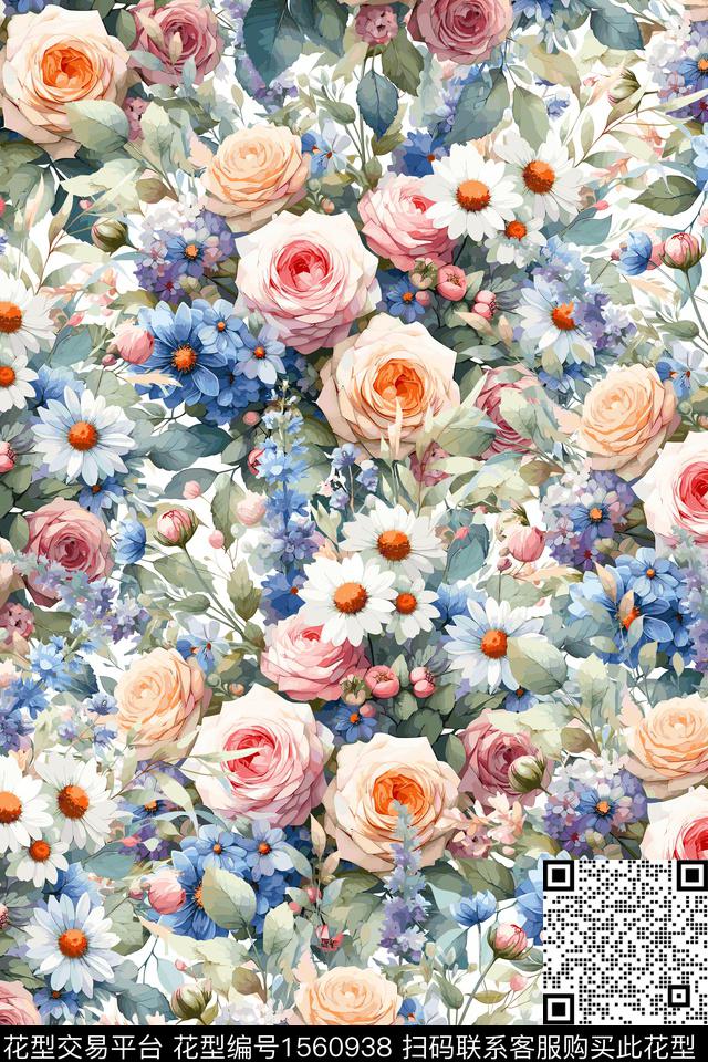 花卉女装数码印花花型下载（图片编号: 1560938） - 瓦栏（Walan）