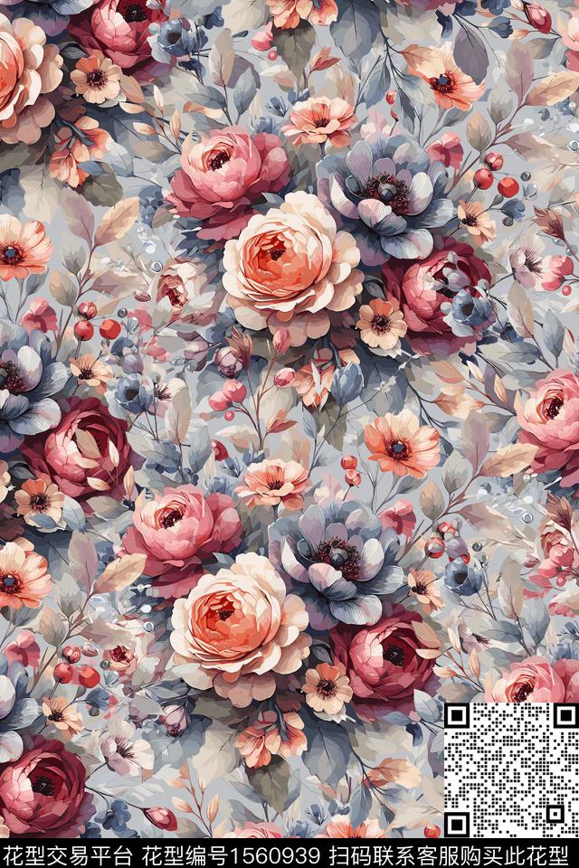 花卉女装数码印花花型下载（图片编号: 1560939） - 瓦栏（Walan）