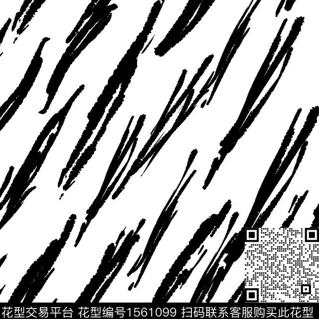 笔触涂鸦.jpg - 1561099 - 涂鸦 黑白条纹 条纹 - 数码印花花型 － 女装花型设计 － 瓦栏