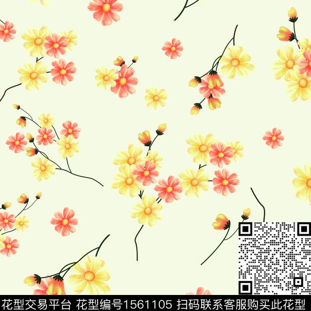 彩色花叶.jpg - 1561105 - 女装 花卉 绿植树叶 - 数码印花花型 － 女装花型设计 － 瓦栏