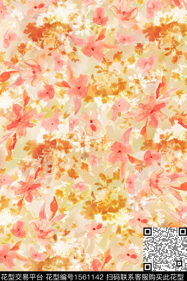 Orst_zz2115G.jpg - 1561142 - 满版散花 水彩 花卉 - 数码印花花型 － 女装花型设计 － 瓦栏