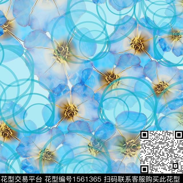 2226.jpg - 1561365 - 满版散花 抽象花卉 几何 - 数码印花花型 － 女装花型设计 － 瓦栏