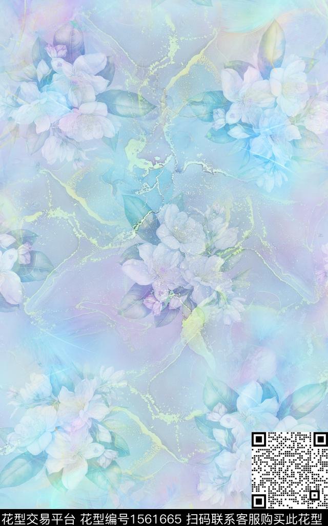 底纹肌理花卉数码印花花型下载（图片编号: 1561665） - 瓦栏（Walan）