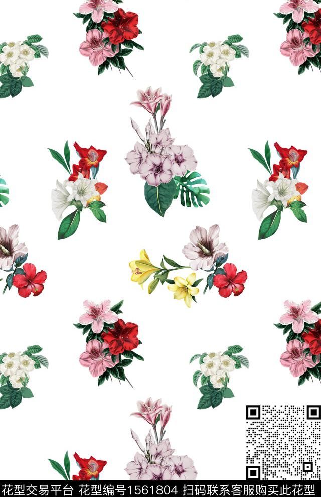 guan1225.jpg - 1561804 - 花卉 水彩 白底花 - 数码印花花型 － 女装花型设计 － 瓦栏