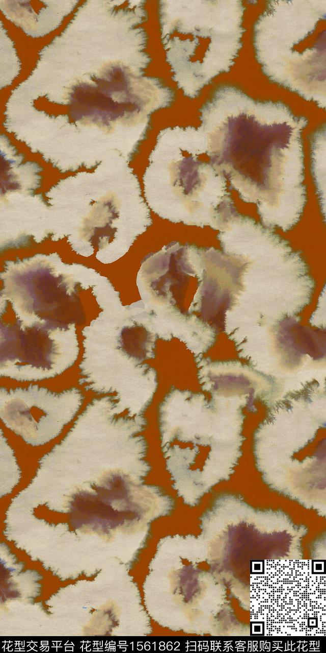 AM16S185 pat orange.jpg - 1561862 - 抽象 晕染 扎染 - 数码印花花型 － 女装花型设计 － 瓦栏