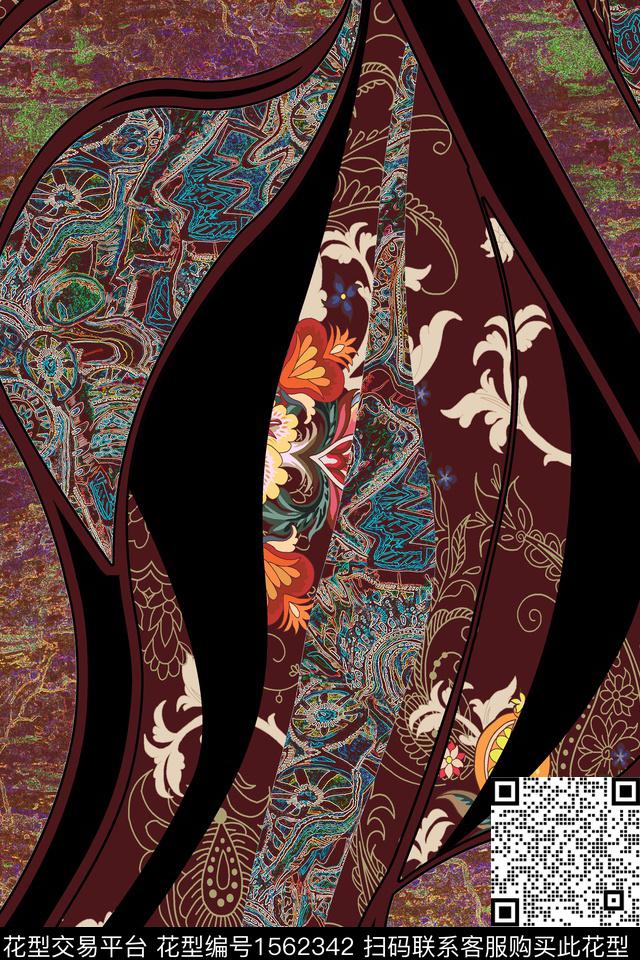花卉中国风花纹数码印花花型下载（图片编号: 1562342） - 瓦栏（Walan）