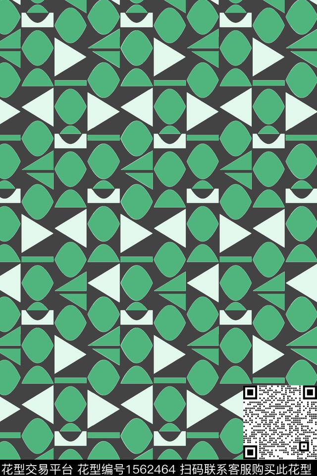 方圆几里.jpg - 1562464 - 绿色 几何 素雅 - 数码印花花型 － 男装花型设计 － 瓦栏