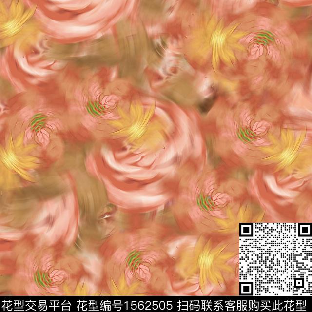 粉色花形模糊·抽象w.jpg - 1562505 - 抽象 女装 花卉 - 数码印花花型 － 女装花型设计 － 瓦栏