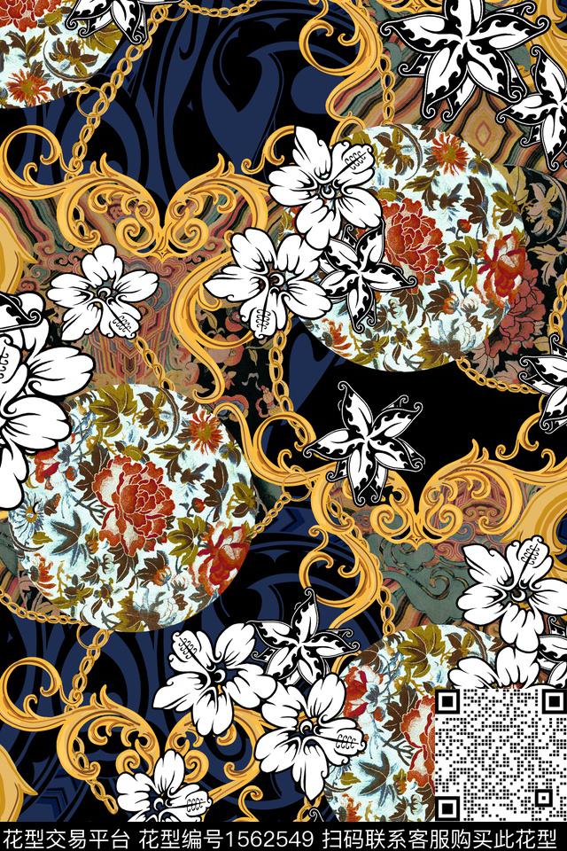 Orst_zz2194G.jpg - 1562549 - 花卉 中老年 民族花纹 - 数码印花花型 － 女装花型设计 － 瓦栏