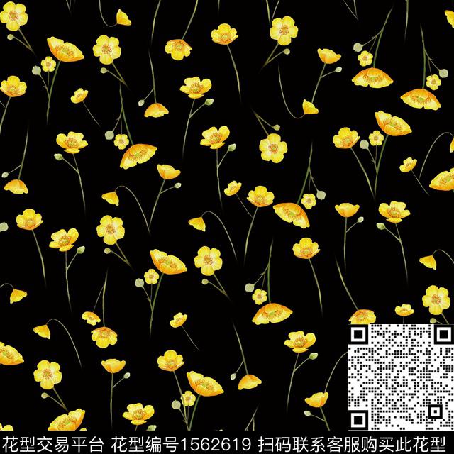 满版散花小碎花花卉数码印花花型下载（图片编号: 1562619） - 瓦栏（Walan）