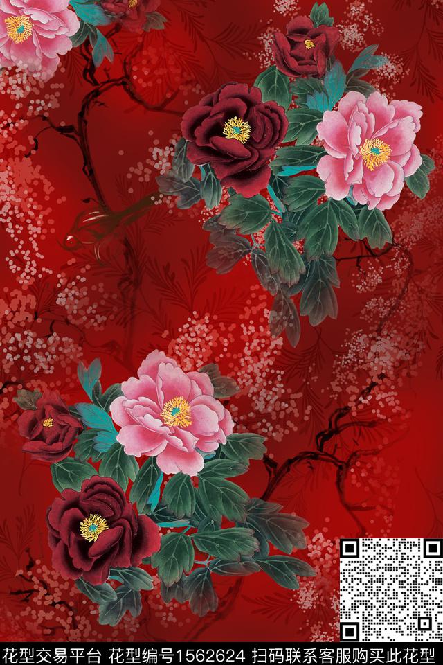 g574.jpg - 1562624 - 花卉 中老年 中国 - 数码印花花型 － 女装花型设计 － 瓦栏