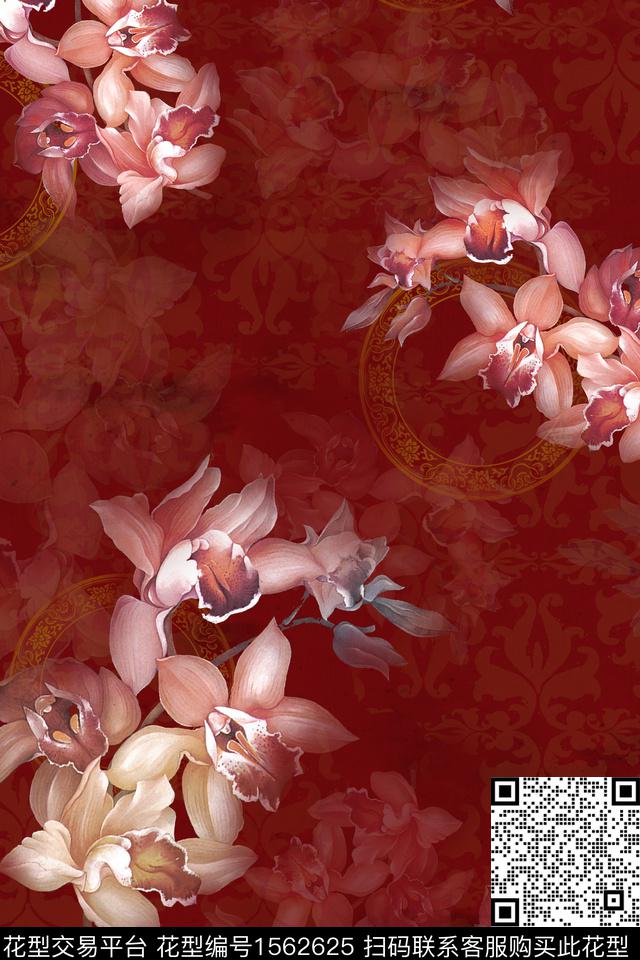 g575.jpg - 1562625 - 花卉 中老年 中国 - 数码印花花型 － 女装花型设计 － 瓦栏