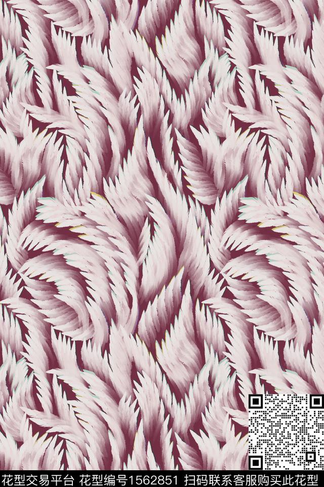 dq073.jpg - 1562851 - 羽毛 笔触 抽象 - 数码印花花型 － 女装花型设计 － 瓦栏