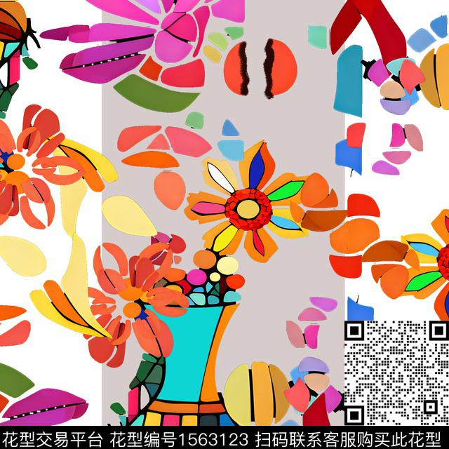 665.jpg - 1563123 - 抽象 花卉 花瓶 - 数码印花花型 － 女装花型设计 － 瓦栏