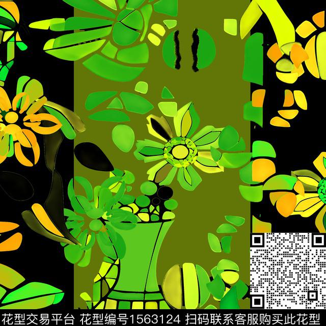 6655.jpg - 1563124 - 抽象花卉 混合拼接 炫彩 - 数码印花花型 － 女装花型设计 － 瓦栏