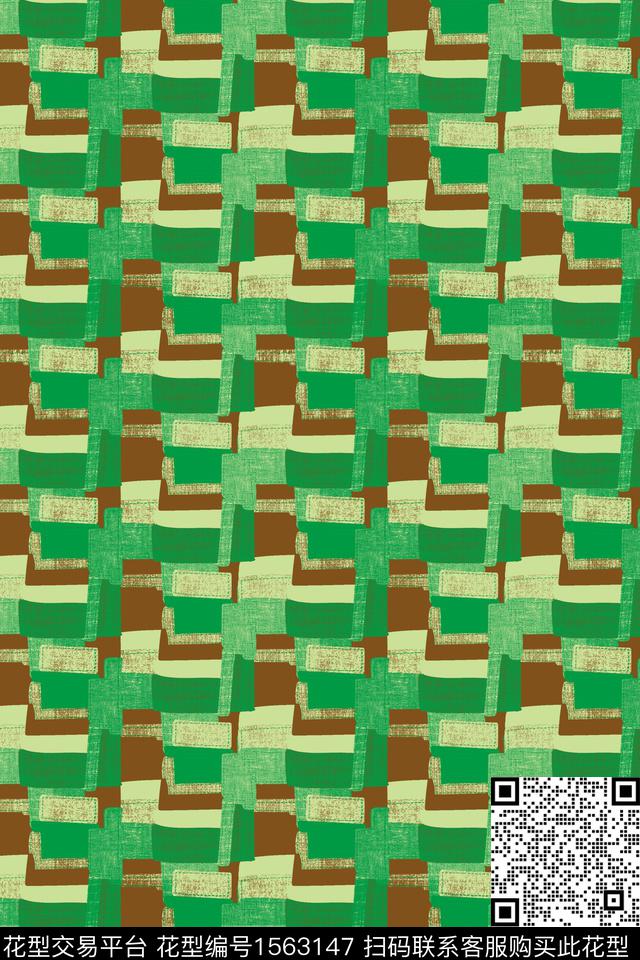 一砖一瓦.jpg - 1563147 - 纹理 绿色 肌理 - 数码印花花型 － 男装花型设计 － 瓦栏