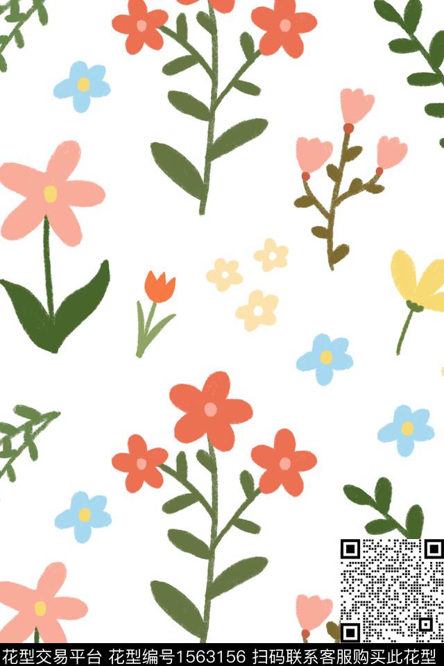 春夏花型花卉小花数码印花花型下载（图片编号: 1563156） - 瓦栏（Walan）