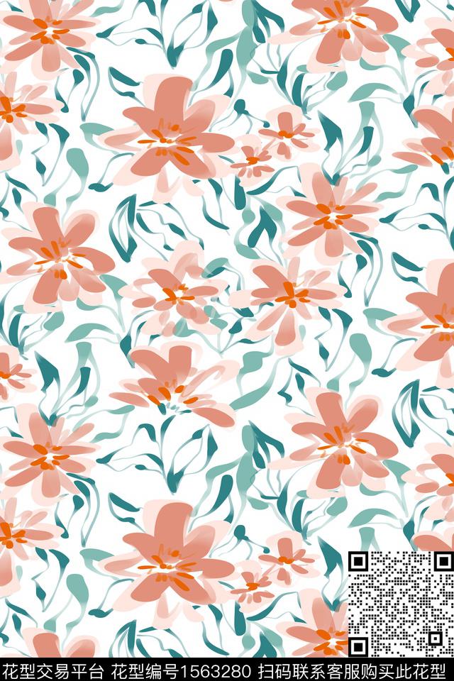 淑女年轻女性花卉数码印花花型下载（图片编号: 1563280） - 瓦栏（Walan）