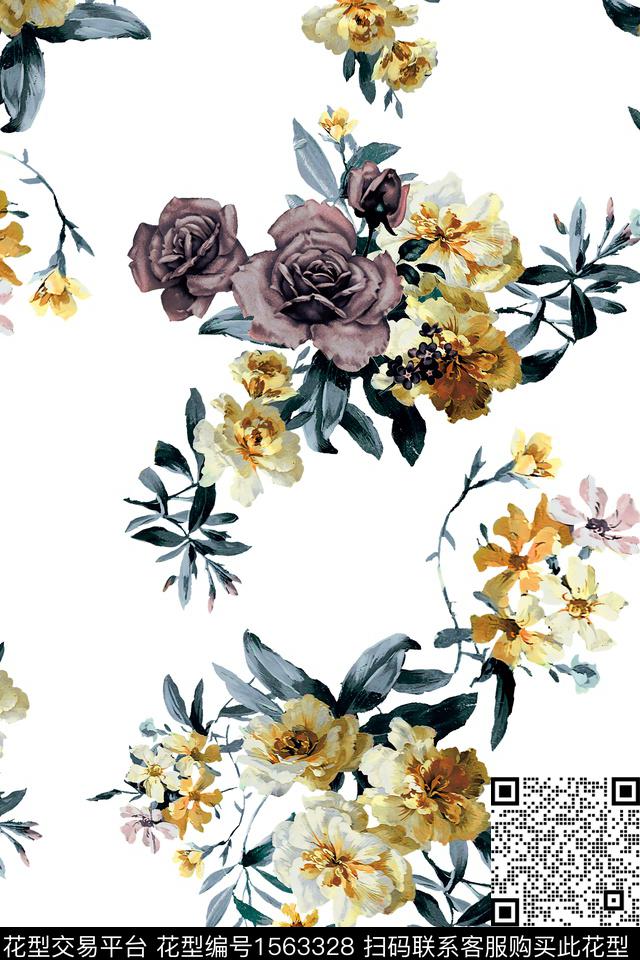 g0651.jpg - 1563328 - 大花 花卉 中老年 - 数码印花花型 － 女装花型设计 － 瓦栏
