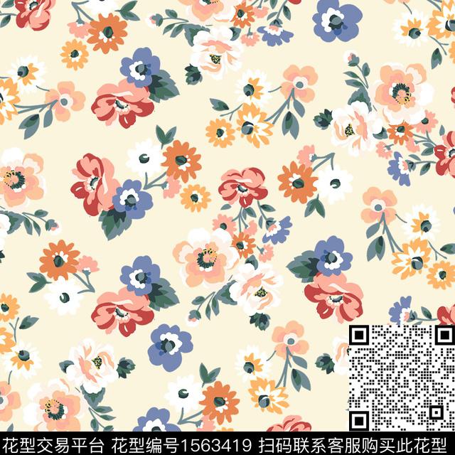 满版散花小碎花花卉数码印花花型下载（图片编号: 1563419） - 瓦栏（Walan）